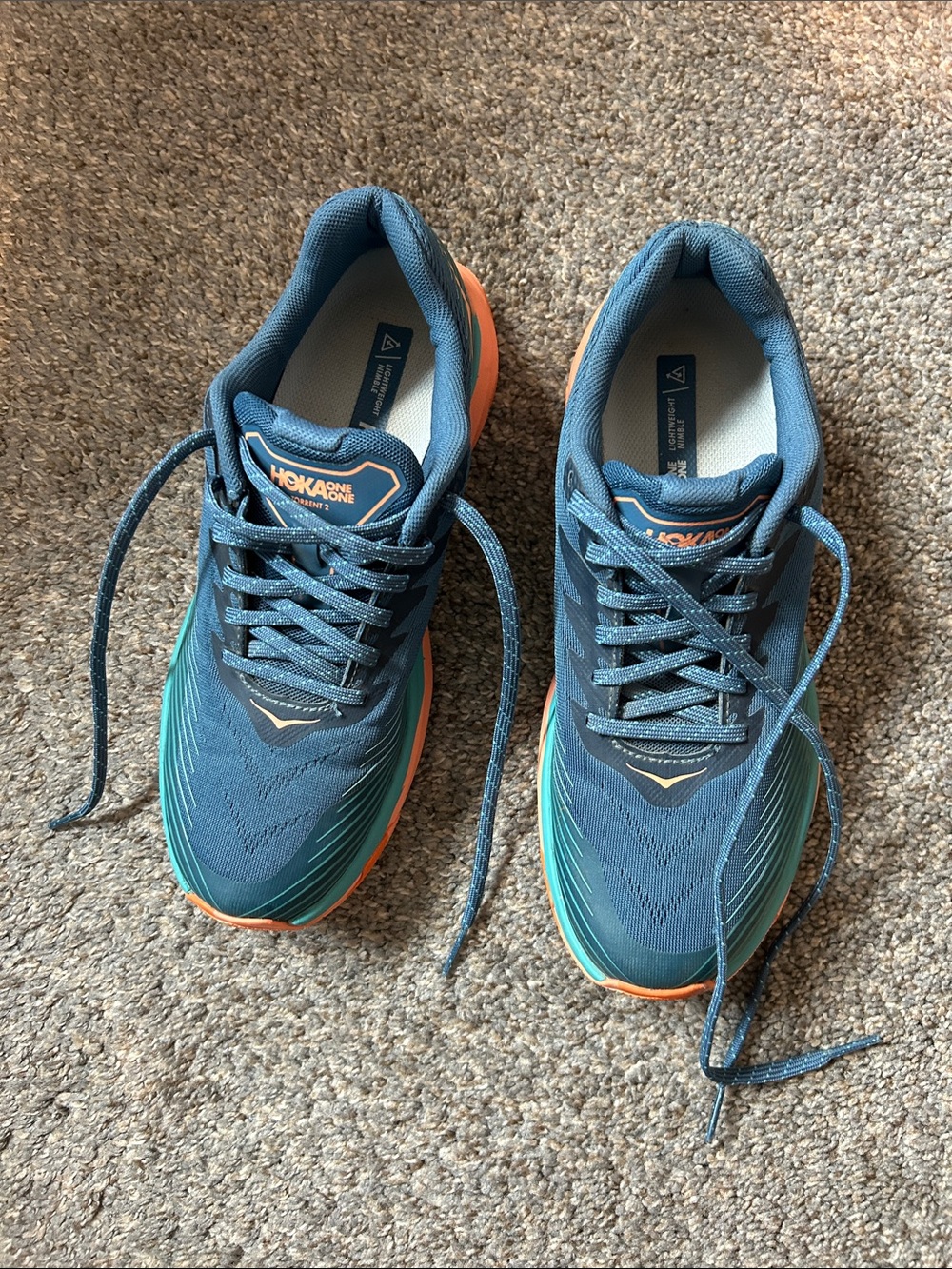 Hoka Women's Torrent 2 Trail/Running Shoes—Teal/Orange--Size 9.5 (US) /42 (EU)